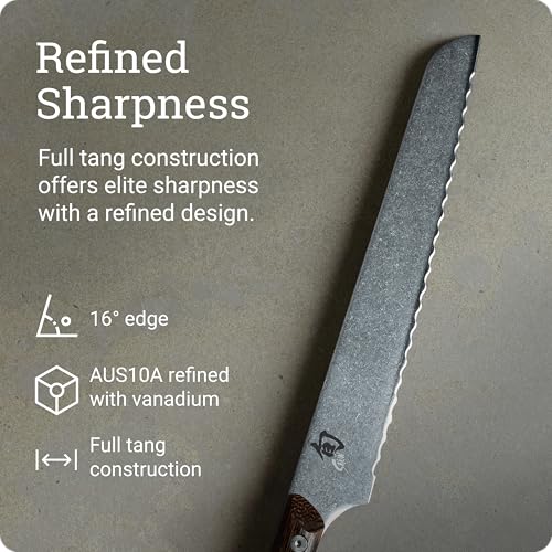 Shun Kanso 9-Inch Serrated Bread Knife - Japanese High-Carbon Steel, Easy Cutting