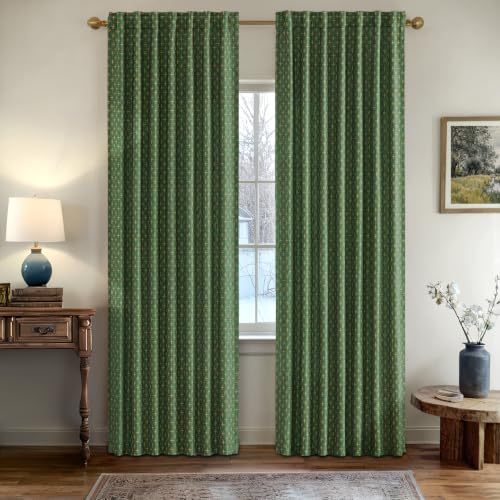 MIULEE Farmhouse Linen Curtains 52x90 Inches, Christmas Green – Pack of 2