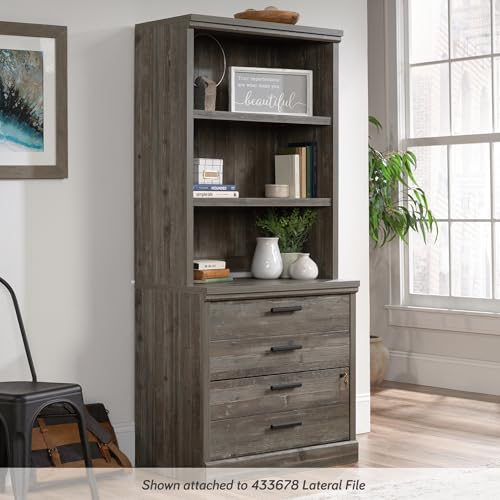 2-Shelf Office Storage Hutch in Pebble Pine Finish