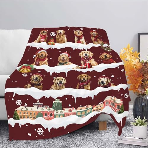 Christmas Golden Retriever Throw Blanket - Cozy Fuzzy Plush 40x50 Inches