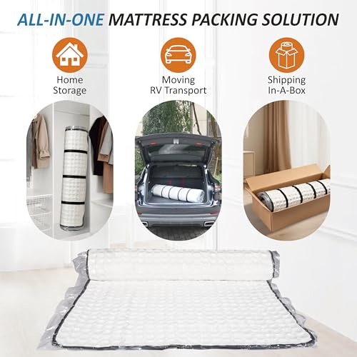 Vacuum Mattress Storage Bag with 4 Adjustable Straps for Queen Full
