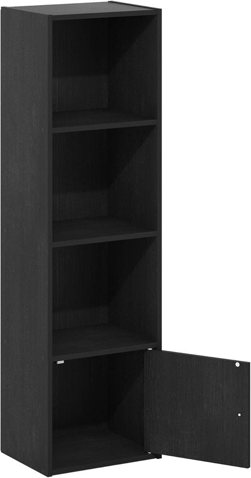 Furinno Luder Bookcase - Stylish 1-Door Storage Cabinet in Blackwood Finish