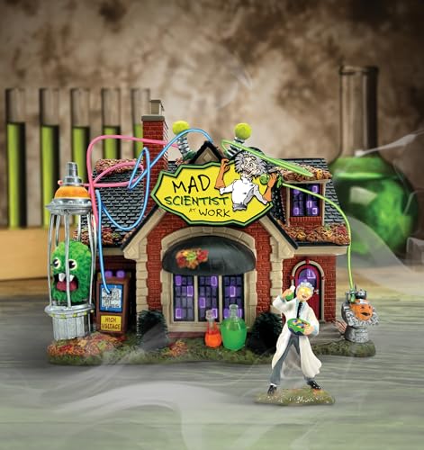 Mad Scientist's Place Illuminated Halloween Village Building, 7.76 Inch