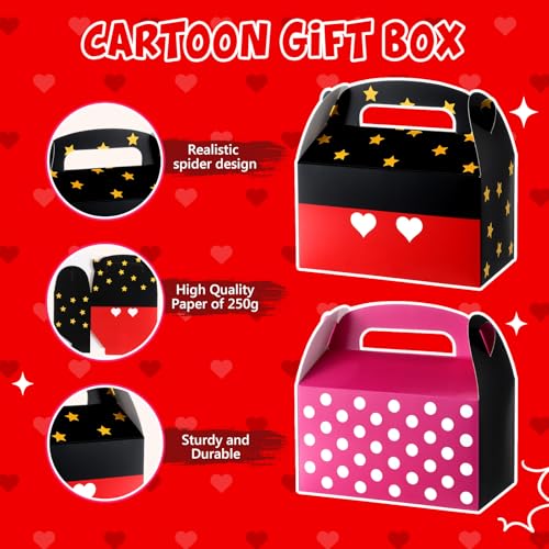 24 Pack Cartoon Party Favor Boxes, Kraft Paper Treat Bags for Birthdays
