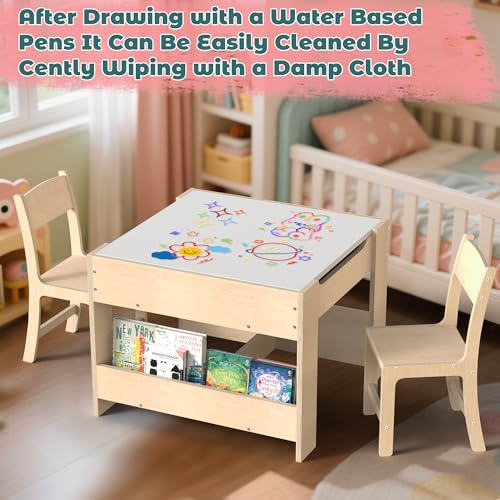 4-in-1 Kids Wooden Activity Desk and Chair Set with Storage