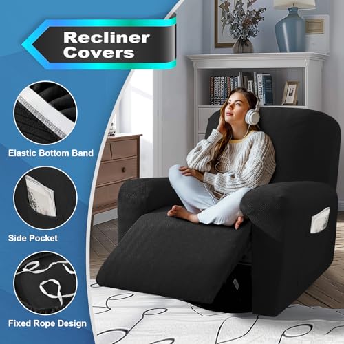 Recliner Chair Cover 3-Piece Set - Soft Jacquard Non-Slip Protector
