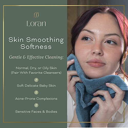 Loran Set of 6 Bamboo Facial Washcloths - Soft Reusable Exfoliating Cloths for Sensitive Skin