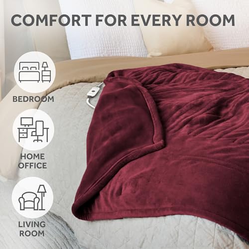 Royal Ultra Fleece Heated Throw Blanket - 50" x 60" Cabernet Red