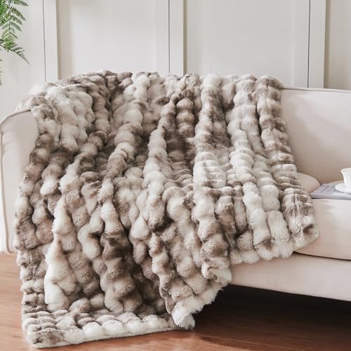 50x60 Ultra-Soft Faux Fur Throw Blanket, Reversible Sherpa Tie Dye Blanket