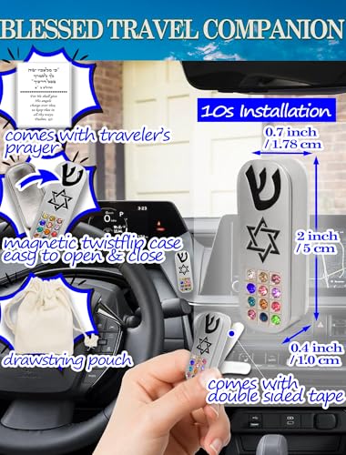 Car Mezuzah with Traveler Prayer Scroll - 2-Inch Metal Case with Hoshen Stones