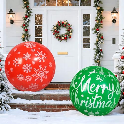 Wlicon 32 Inch Christmas Inflatable Balls Set Outdoor Holiday Decor