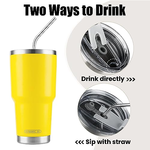 D·S 30oz Yellow Tumbler - Double Wall Vacuum Insulated Travel Mug