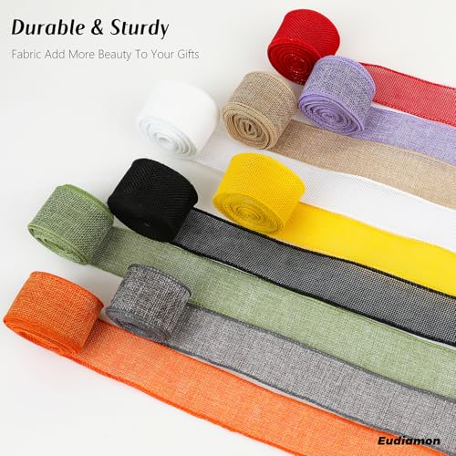 Yellow Burlap Wired Ribbon, 1.5 Inch x 10 Yards - 2 Rolls for Crafts & Decor