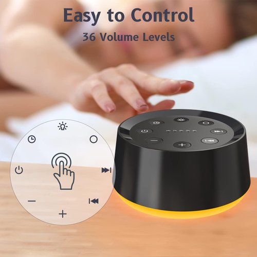 BrownNoise White Noise Machine - 30 Soothing Sounds for Sleep | 36 Volume Levels & Memory Function, Black