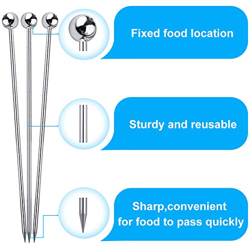 FATLODA 15PCS Stainless Steel Cocktail Picks - Silver, 4.3 inches