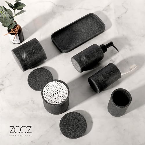 6-Piece Stone Bathroom Accessory Set - Polyresin Vanity Organizer