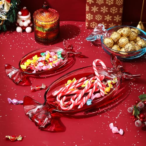 Blue Round Christmas Candy Glass Plate Serving Tray – Christmas Theme Display