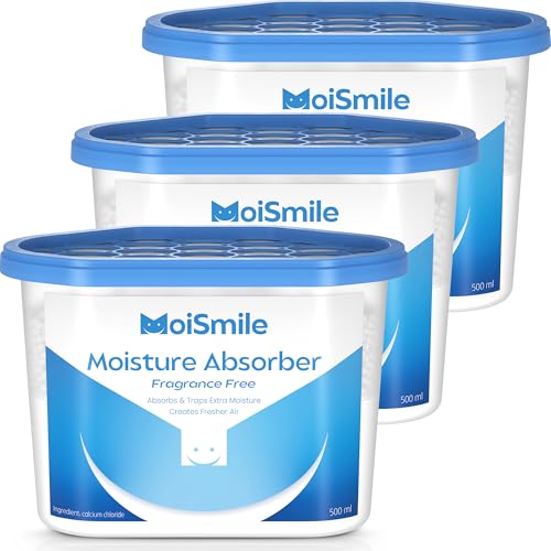 Moisture Absorber 3-Pack, 10.5 oz Fragrance-Free Humidity Control Boxes for Closets and Bathrooms
