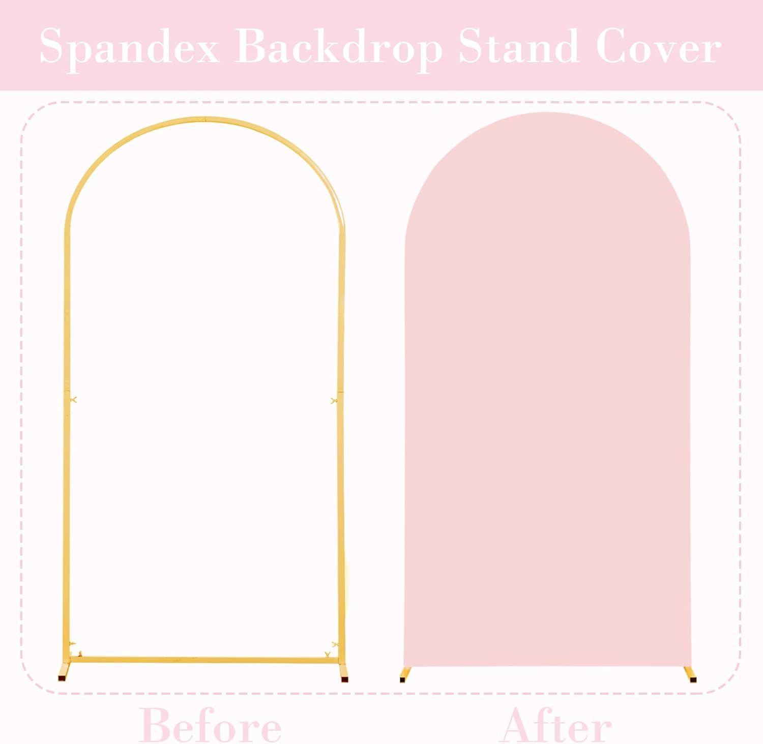 Skiennix Pink Arch Cover Set - 7.2ft & 6ft Stretchy Spandex Backdrop for Weddings & Parties
