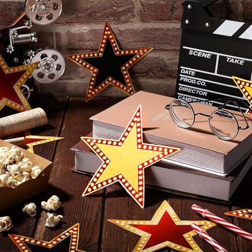 90 Pcs 6-Inch Glitter Star Cardboard Cutouts for Movie Night Party Decor