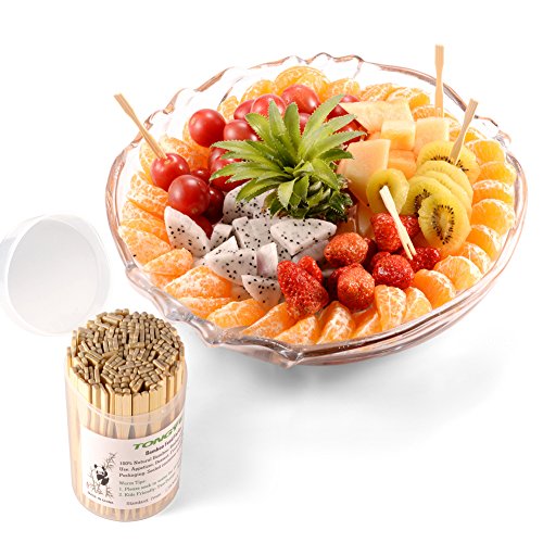 TONGYE 110 pcs Mini Bamboo Cocktail & Appetizer Forks 3.5 inch - Disposable Wooden Food Picks for Party & Charcuterie