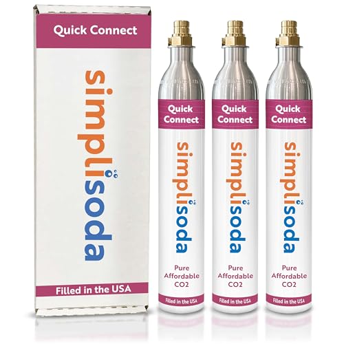60L CO2 Canister Cylinders for Quick Connect Soda Makers - 3 Pack