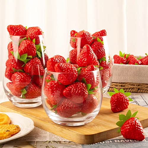 40 Pcs Artificial Plastic Strawberries - Realistic Decor for Home & Parties
