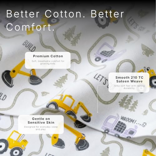 100% Cotton 3PC Kids Bedding Set - Twin Tractor Design