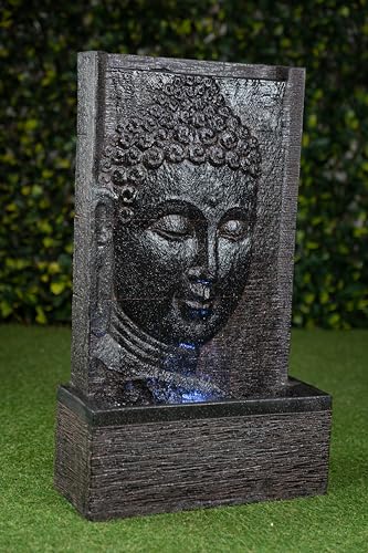 32-Inch Buddha Wall Fountain with LED Lights for Indoor and Outdoor Use