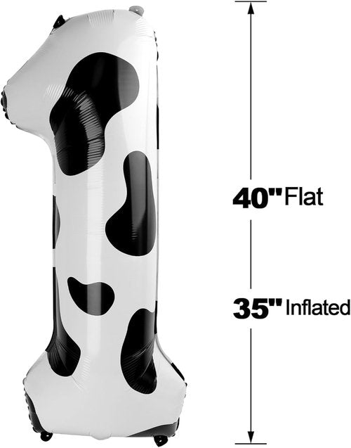 IWERP Cow Print 40-Inch Number Balloon - Unisex Birthday Party Decoration | Reusable & Self-Sealing