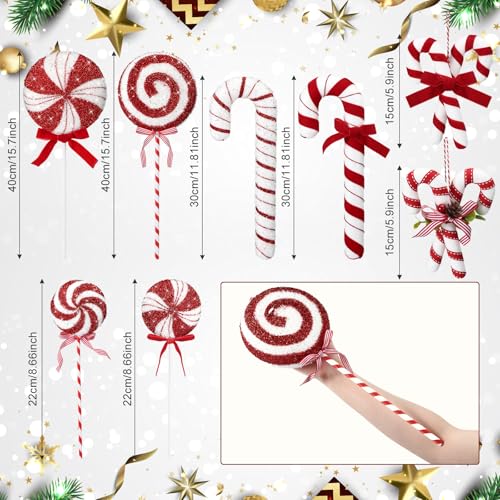 Vercraft 8pcs 16" Red White Candy Cane Ornaments - Giant Christmas Tree Decor (Red White)