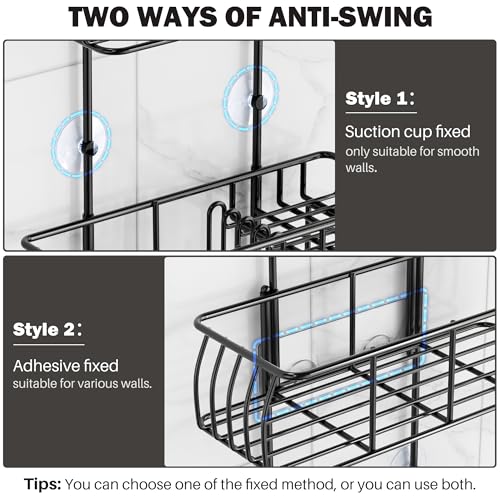 Hanging Shower Caddy Organizer Large Capacity Rustproof Black