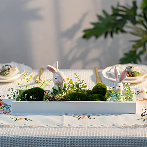 Hanobe Long Narrow Tray for Table Centerpiece 16" White Candle Holder