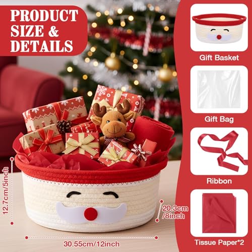 Zopeal Christmas Santa Emoticon Woven Gift Basket - Festive Storage & Gift Packaging