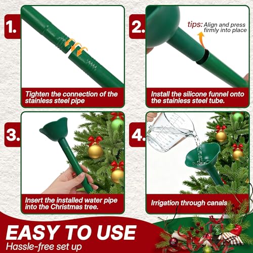 46" Adjustable Christmas Tree Watering Funnel with Stainless Steel Hose