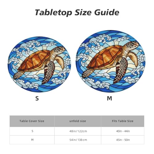 Futterya 45-50 Inch Marine Sea Turtle Waterproof Fitted Tablecloth