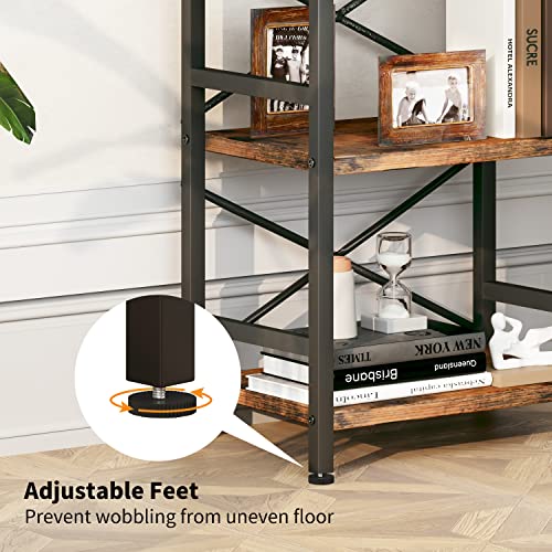 3-Tier Industrial Bookshelf, Rustic Small Metal Bookcase Storage Organizer