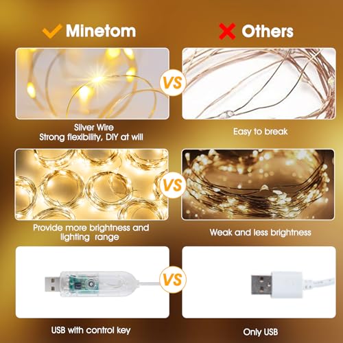 Minetom 300 LED USB Curtain Lights Dimmable Fairy Twinkle Lights with Remote