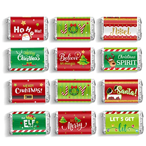 Christmas Mini Candy Wrappers - Santa, Elf, Holiday Labels (90 pcs)