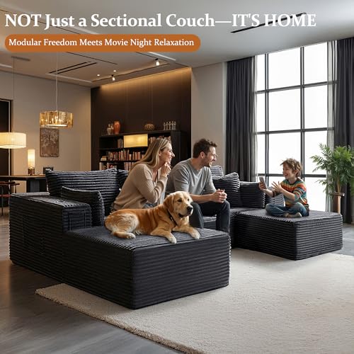 108" Oversized Modular Cloud Sectional Sofa with Chaise and Ottoman