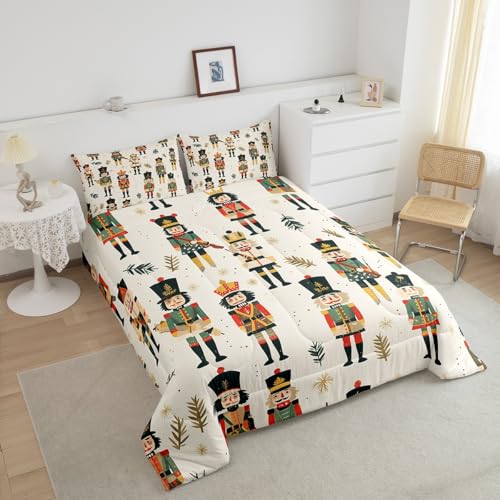 Feelyou Merry Christmas Comforter Set Twin - 68x90 Kids Bedding, Red Yellow Black