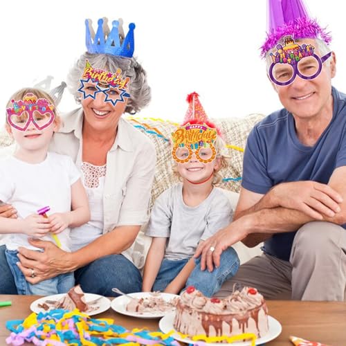 12-Pack Birthday Party Paper Glasses - Fun Photo Booth Props & Favors