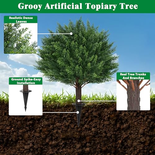 24-Inch Artificial Cypress Topiary Plants, UV-Resistant Set of 2