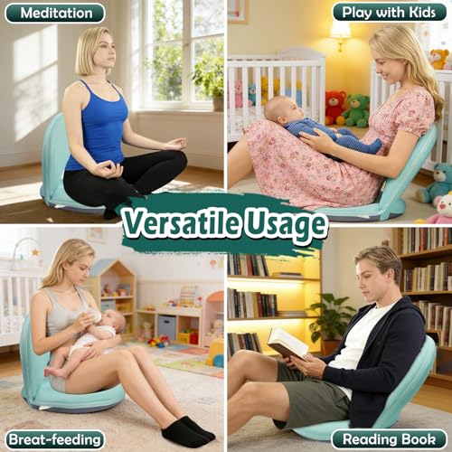 Adjustable Folding Floor Chair with Back Support for Gaming and Reading