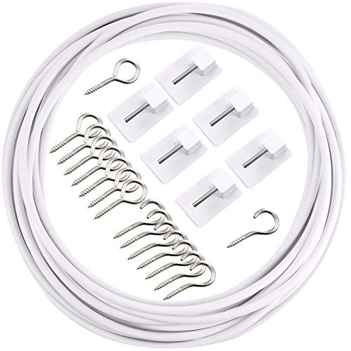 6-Meter Curtain Wire with Adhesive Hooks and Eyes Kit for Net Curtains