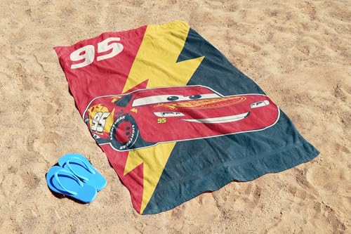 Disney Pixar Cars Kids Beach Towel - 100% Cotton Absorbent Bath Towel