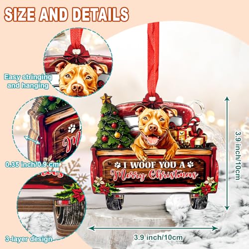 SUFAVN Fawn Pitbull Christmas Ornament - Dog Decor for Holiday Tree, Durable Aluminum, 3.15 Inches