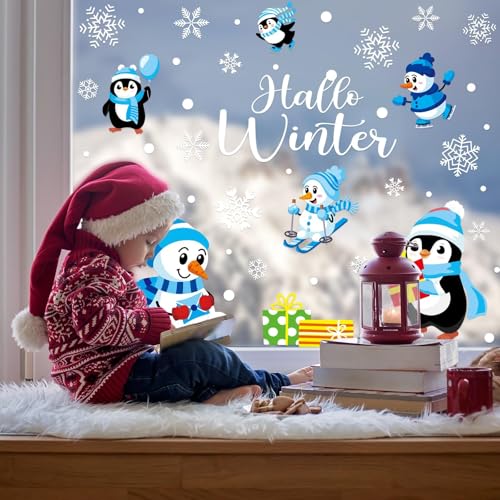 Holiday Window Clings Set - Fall, Halloween, Christmas & Winter Decorations, 160 pcs