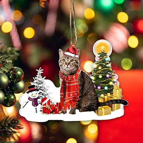American Shorthaired Technically Cat Ornament - Acrylic Christmas Tree Hanging (Donawings) - 2023 Funny Cat Lover Xmas Decoration