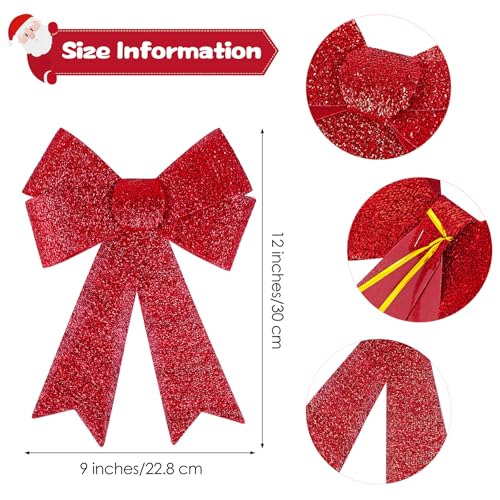 MCEAST Red Christmas Wreath Bow Set, 6 Pack 9x12 Inch Holiday Decorations